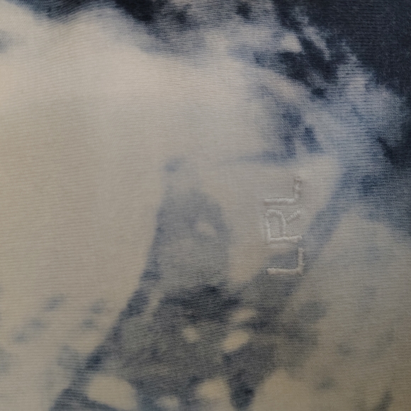 Lauren Ralph Lauren Blue and White Tie-Dye Midi Side Ruched T-shirt Dress - Picture 8 of 8